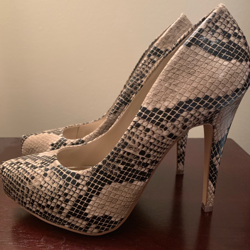 Eva and Zoe Snake Print Heels